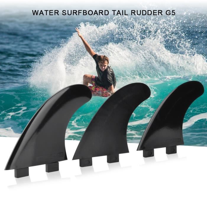 Image de Tri Fin Thruster Set Nylon Plastique Planche de Surf Ailerons FCS Single Head Fins Surfboard G5 (Noir)-FAS