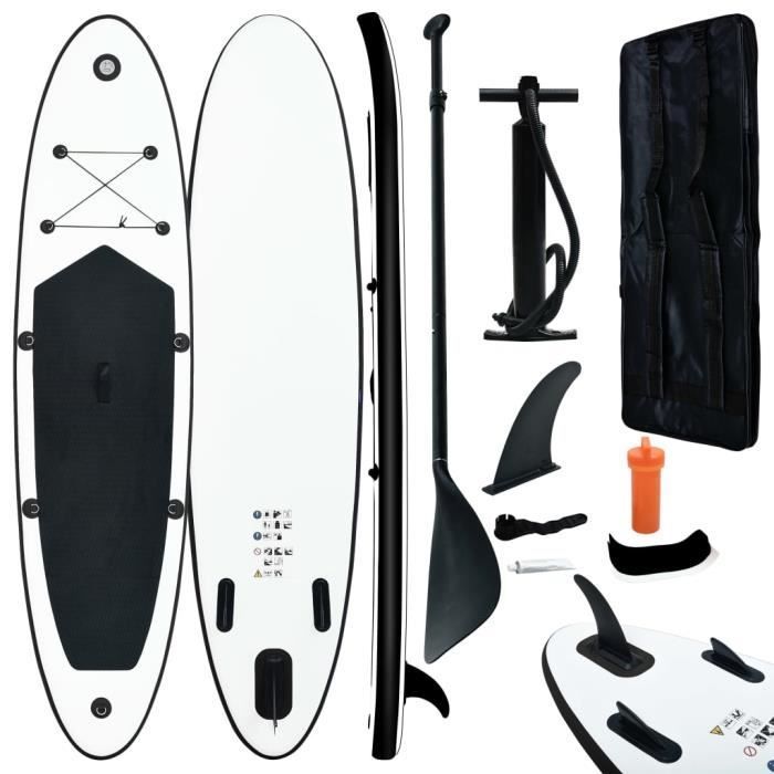 Image de vidaXL Ensemble de planches SUP gonflables Noir et blanc