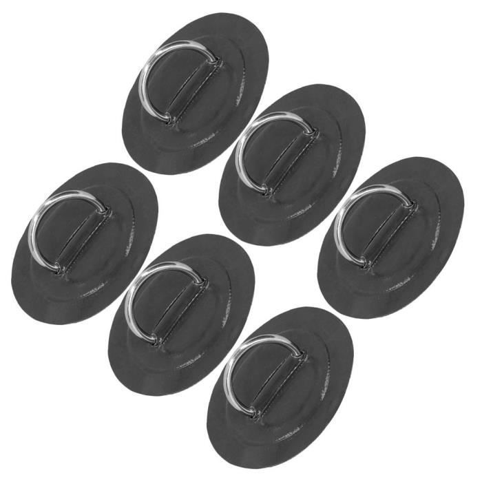 Image de VINGVO Anneau en D pour bateau gonflable 6pcs bateau gonflable Kayak D-Ring Pad Patch boucle fixe marine avec cordon élastique(Noir