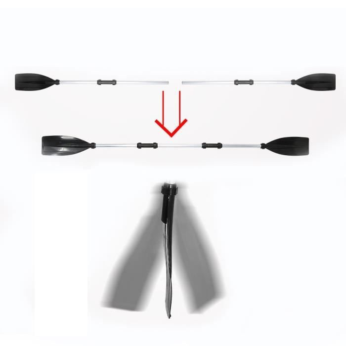 Image de ZJCHAO Pagaie de kayak 2 pièces en alliage d'aluminium détachable léger lame nervurée kayak pagaies bateau avirons