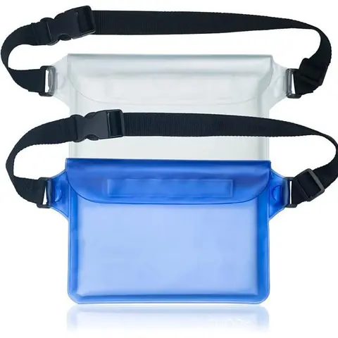 2 PCS Sac étanche Etui Pochette Imperméable avec Sangle Réglable, Protection Téléphone/Argent/Carte/Clé, pour Natation, Rafting