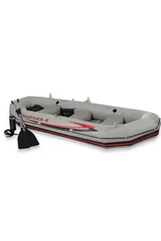Set bateau gonflable 4 places "Mariner 4" avec gonfleur et rames Gris