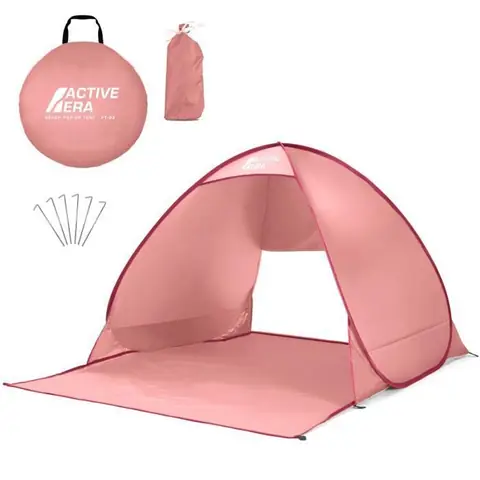 Active Era Tente de Plage Pop Up Déployable, Protection Solaire UV UPF 50+, 2-3 Personnes, avec Sac de Transport et Piquets - Rose