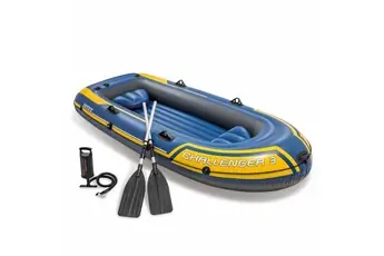 Set Bateau Challenger avec rames et gonfleur 3 places Bleu et Jaune
