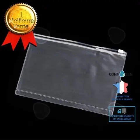 CONFO® Sac étanche PVC Zipper Sac Transparent Ziplock Sac Sac en plastique Sac d'emballage cosmétique étanche Sac de fichier Camping