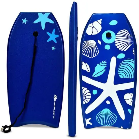 COSTWAY Bodyboard,Planche de Surf 41 Pouces en XPE et HDPE avec 90CM de Corde pour Débutants,Amateurs Bleu en Etoile de Mer