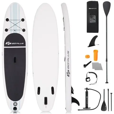 COSTWAY Stand Up Paddle Board Gonflable 305x76x15CM en PVC avec Pagaie Réglable 160-210 CM Aileron Amovible Pompe Manuel Style Rayé