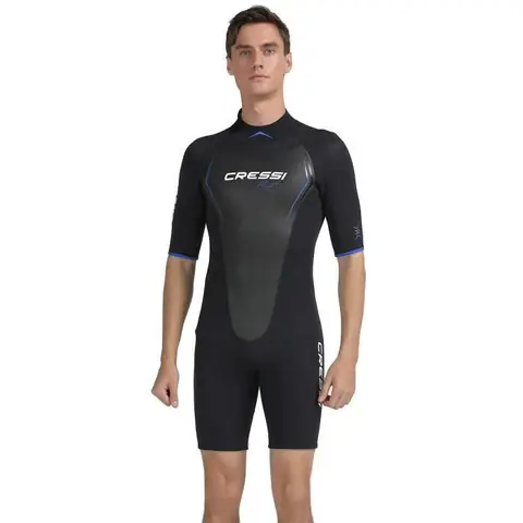 Cressi  Altum Man 3mm Wetsuit Combinaisons Shorty Homme Premium Néoprène 3 mm, Noir/Bleu, M/M/3 - 8022983149011