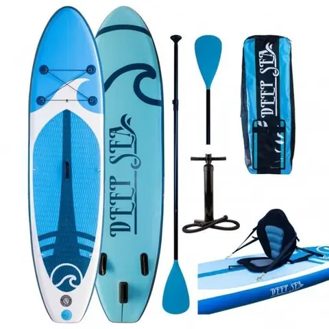 Deep Sea Standup Paddle Gonflable Set Kayak Pro 300 cm  – avec Pompe, Pagaie, sac de transport, Kit de réparation, max 115 kg