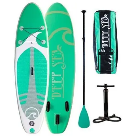 Deep Sea Standup Paddle Gonflable Set Standard 275 cm  – avec Pompe, Pagaie, sac de transport, Kit de réparation, max 95 kg