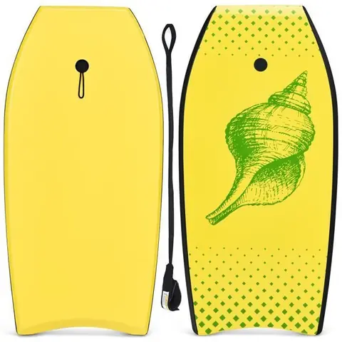 DREAMADE Bodyboard Planche,Planche de Surf en XPE,HDPE,EPS avec Bande Pratique et Corde à Pied Capacité de 85kg pour Adultes,Enfants