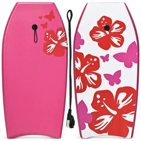 DREAMADE Bodyboard Planche,Planche de Surf en XPE,HDPE,EPS avec Bande Pratique et Corde à Pied Capacité de 85kg pour Adultes,Enfants