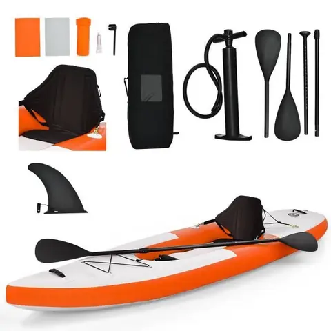 DREAMADE Stand Up Paddle Gonflable avec Siège Pédale Réglable, Kayak Gonflable avec Pompe Manuelle,pour Débutant et Professionnel