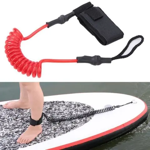 Durable TPU élastique pied corde laisse extensible pour planche de surf planche de paddle (rouge blanc) -JIA