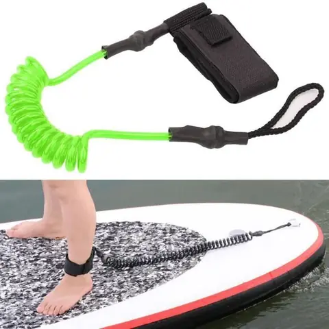 Durable TPU élastique pied corde laisse extensible pour planche de surf planche de paddle (vert blanc) -JIA