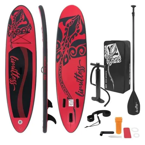 ECD Germany Stand Up Paddle Board Gonflable Limitless | 308 x 76 x 10 cm | jusqu'à 120 kg | PVC | Rose | Pompe à Air Pagaie Sac