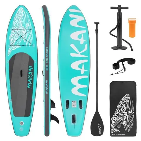 ECD Germany Stand Up Paddle Board Gonflable Makani | 320 x 82 x 15 cm | jusqu'à 150 kg | PVC | Turquoise