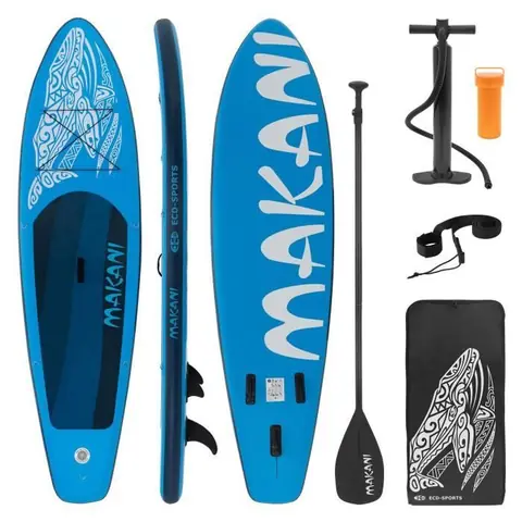ECD Germany SUP Board Stand Up Paddle Surf Gonflable Makani | 320 x 82 x 15 cm | charge 150kg | PVC | Bleu | Planche de Surf