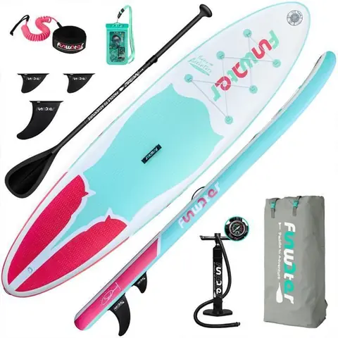 FunWater - Greenpink Kit Paddle gonflable raie manta - 335x81x15cm - 150kg max