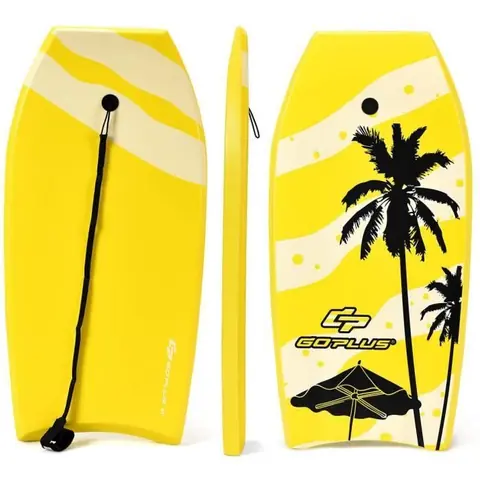 GOPLUS Bodyboard,Planche à Vagues Bodyboard 105cm,Léger et Résistant,Planche Idéale pour Surfer Les Vagues,Modèle Cocotier+parapluie