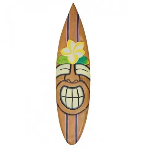 grande planche de surf bois clair 100cm déco tiki hibiscus