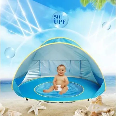 HK21973-Tente Plage Tente de bébé Anti-UV Upf 50+ Bébé Piscine Détachable Fond Etanche Camping Protection Abri 117*79*70 cm Livré