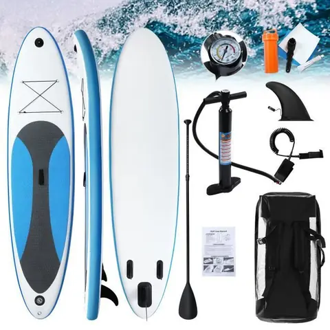 HOMEMIYN Stand Up Paddle Gonflable Adulte Planche de Surf  320 x 76 x 15 cm Portable Ensemble de Planches SUP Gonflables 150 KG MAX