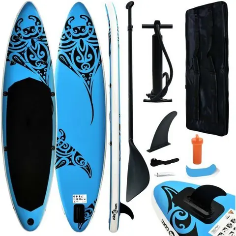 ®HOT MAISON Ensemble de planche SUP gonflable, Stand up paddle gonflable 320x76x15 cm Bleu &705879
