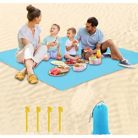 OneTwoFit Tapis de Plage Couverture de Pique-Nique Imperméable 200 x 200 cm Anti Sable Pliable Portable pour Plage Pique-Nique