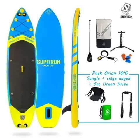 Pack SUP Paddle Gonflable Orion 10'6 SUPITRON + siège kayak + sac étanche + sangle transport