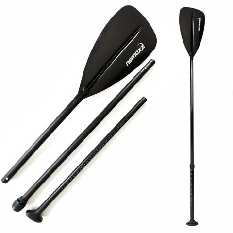Pagaie en aluminium 175 - 220cm NEMAXX PROFI pour Stand Up Paddle Board, SUP 3 pièces, kayak et bateau - noir - extra-léger