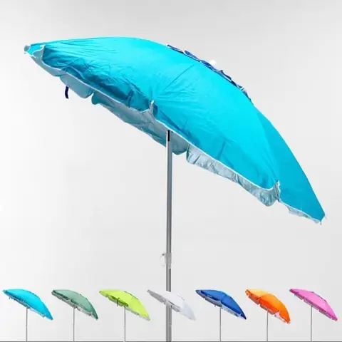 Parasol de plage 200 cm aluminium anti-vent protection uv Corsica, Couleur: Turquoise