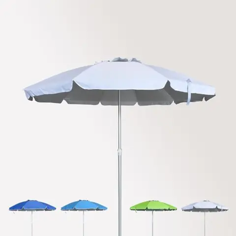 Parasol de plage 220 cm aluminium antivent protection uv Roma, Couleur: Blanc