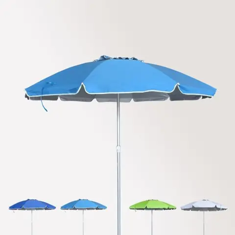 Parasol de plage 240 cm aluminium anti-vent protection uv Roma, Couleur: Turquoise