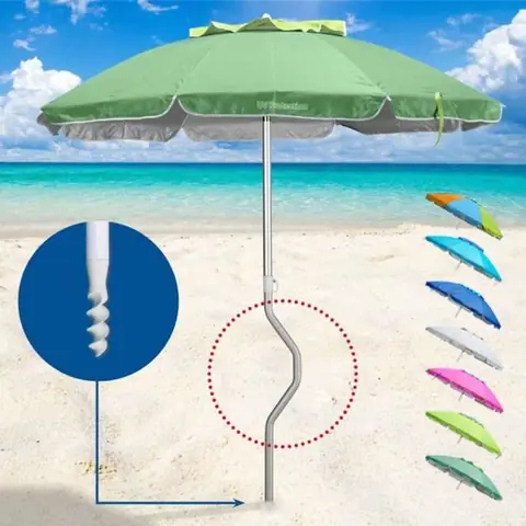 Parasol de plage aluminium leger visser protection uv GiraFacile 200 cm Afrodite, Couleur: Vert foncé