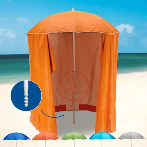 Parasol de plage léger visser tente protection uv GiraFacile 200 cm Zeus, Couleur: Orange