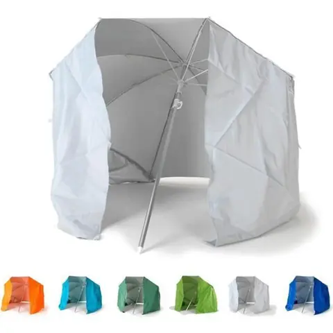 Parasol de plage pliable portable léger aluminium tente 160 cm Piuma, Couleur: Blanc