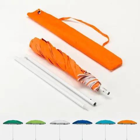 Parasol de plage pliable portable leger voyage moto 180 cm Pocket, Couleur: Orange