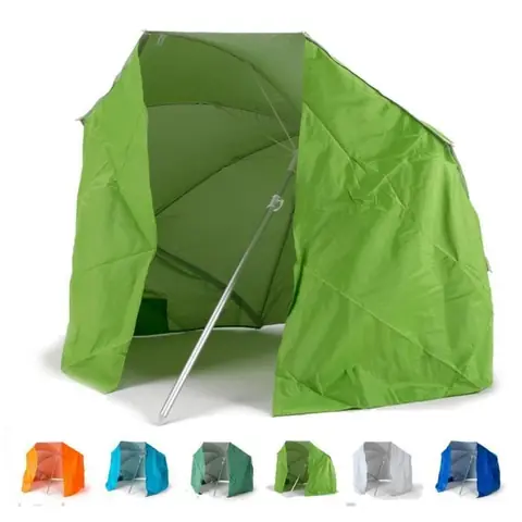Parasol de plage portable moto pliable léger aluminium tente 200 cm Piuma, Couleur: Vert