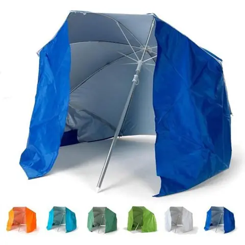 Parasol de plage portable moto pliable léger aluminium tente 200 cm Piuma, Couleur: Bleu