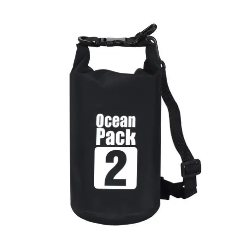 Sac Etanche  500D bâche Heavey-Duty PVC pour Kayak-canotage-canoë-pêche-rafting-natation-camping-snowboard 2L avec sangle Noir