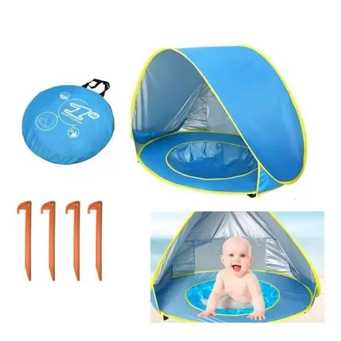 ss-33-Tente de plage pour enfants avec piscine Ouverture rapide Tente anti-solaire Bleu