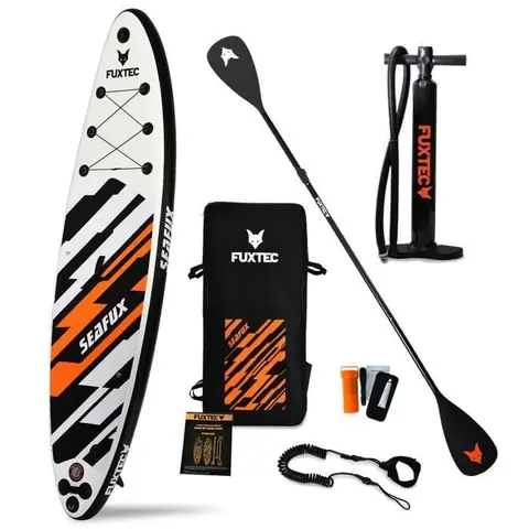 Stand Up Paddle Board gonflable FUXTEC - blanc noir orange - Sea Cruiser