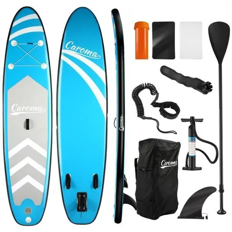 Stand up Paddle Gonflable-305x71x10 cm Planche de Surf-Adulte Paddle Plage nautiques EVA-3 Ailerons-Charge max 112KG-Bleu