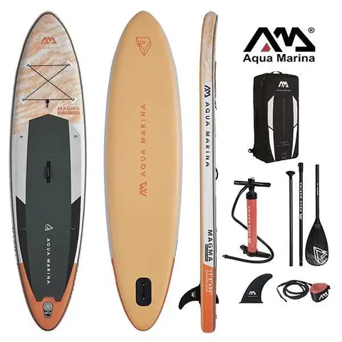 Stand up Paddle gonflable AQUA MARINA Magma 11'2"  - 340x84x15cm - charge max 150kg - Dropstitch - couleur orange