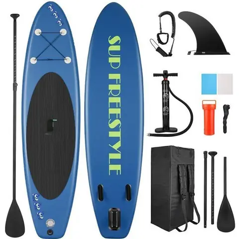 Stand Up Paddle Gonflable Board Planche de surf monocouche antidérapant 305x76x15cm en PVC charge max 110kg-Bleu profond