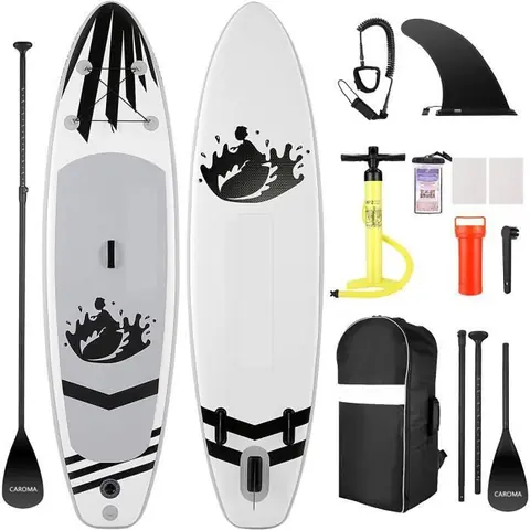 Stand Up Paddle Gonflable Board Sup 305x76x15cm PVC  CAROMA  Charge Max 120 KG avec Pagaie équipé d'accessoires complets