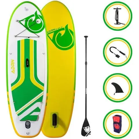 Stand up Paddle Gonflable FADER 8' 30'' 4'' (244 x 76 x 10 cm) - Pack complet avec Pompe, Pagaie, Leash et Sac de transport