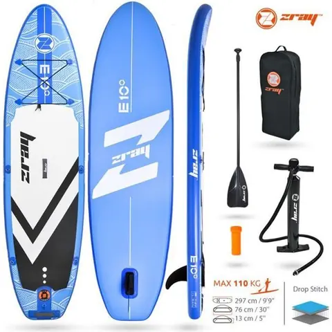 Stand up paddle gonflable Zray Evasion E10 9'9" - 297x76x13cm - Dropstitch -110kg MAX -Option siège kayak