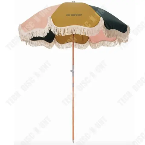 TD® Parasol extérieur à pampilles de plage avec protection solaire et parapluie de jardin de loisirs ondulé en bord de mer hydrofuge